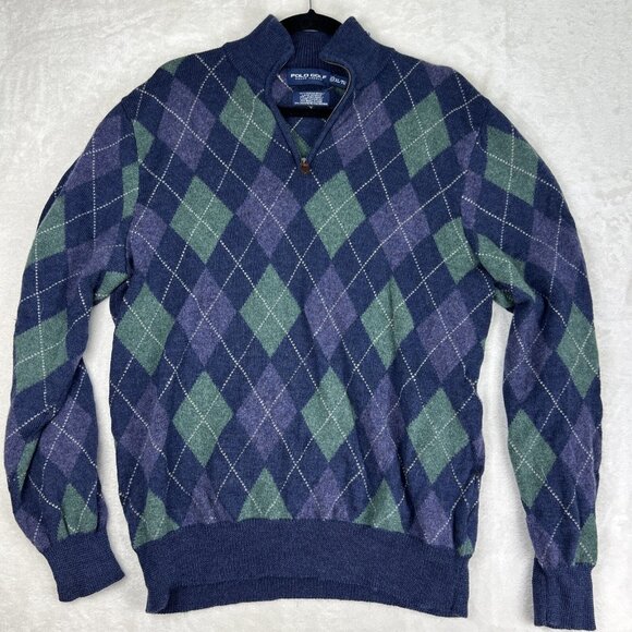 POLO GOLF RALPH LAUREN MERINO WOOL CASHMERE Knit PULLOVER Sweater 1/4 Zip MEN XL - Picture 1 of 10